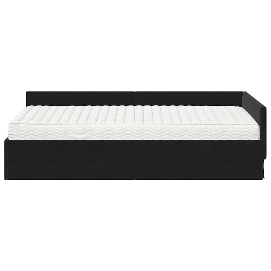 Hoekbedframe met Matras Anders 2 pcs Grijs Fluweel