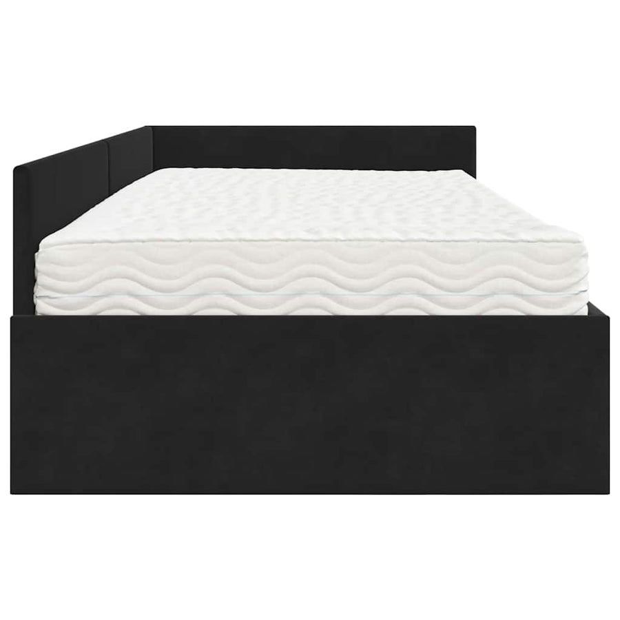 Hoekbedframe met Matras Anders 2 pcs Grijs Fluweel