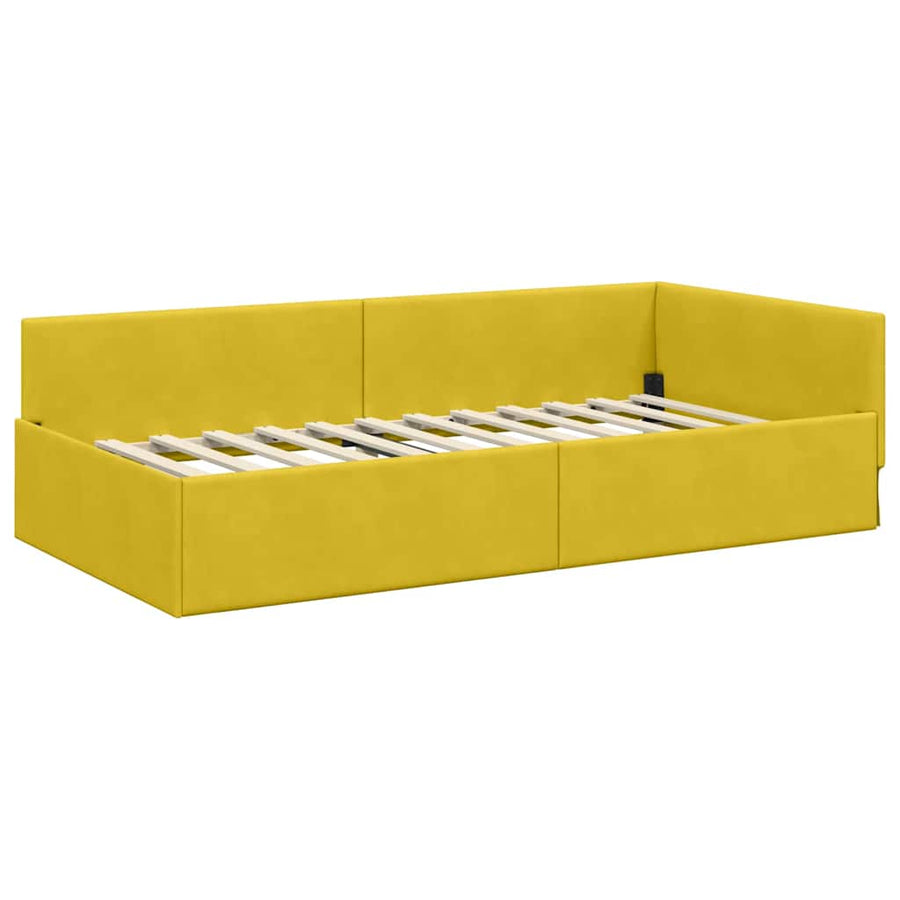 Hoekbedframe Met Matras Anders 2 Pcs Groen Fluweel 90 x 190 cm Geel