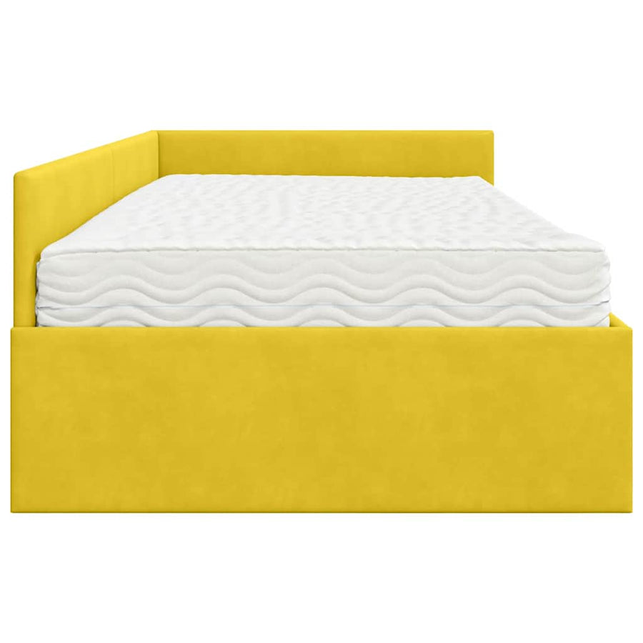 Hoekbedframe Met Matras Anders 2 Pcs Groen Fluweel 90 x 190 cm Geel