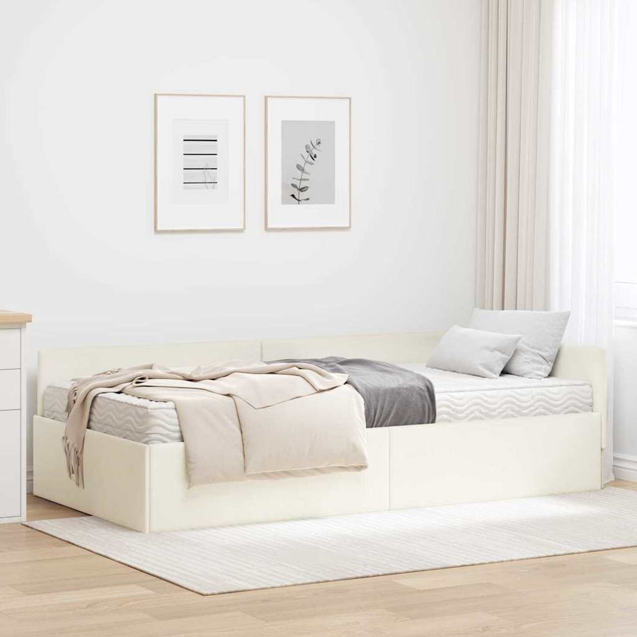 Hoekbedframe Met Matras Anders 2 Pcs Grijs Fluweel 90 x 190 cm