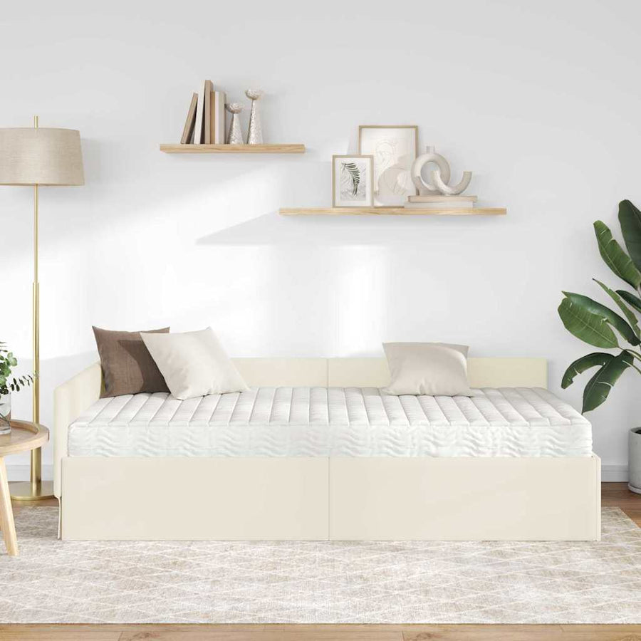 Hoekbedframe Met Matras Anders 2 Pcs Grijs Fluweel 90 x 190 cm