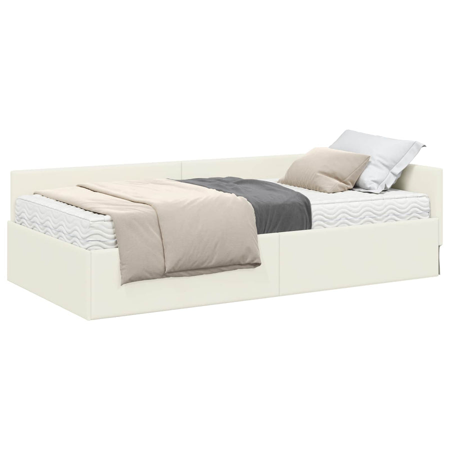 Hoekbedframe Met Matras Anders 2 Pcs Grijs Fluweel 90 x 190 cm