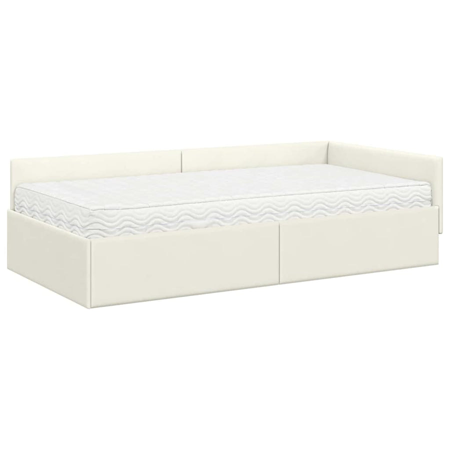Hoekbedframe Met Matras Anders 2 Pcs Grijs Fluweel 90 x 190 cm
