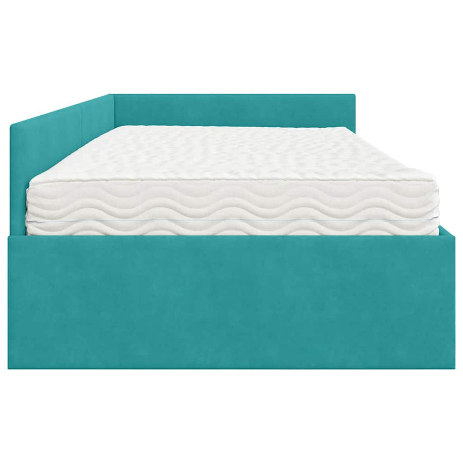 Hoekbedframe Met Matras Anders 2 Pcs Groen Fluweel 90 x 190 cm Turquoise