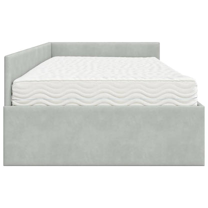 Hoekbedframe Met Matras Anders 2 Pcs Fluweel 90 x 200 cm Lichtgrijs
