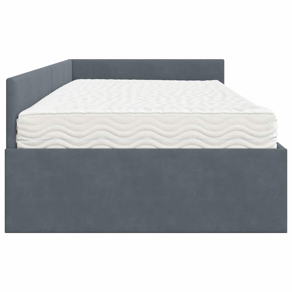 Hoekbedframe Met Matras Anders 2 Pcs Grijs Fluweel 90 x 200 cm Donkergrijs