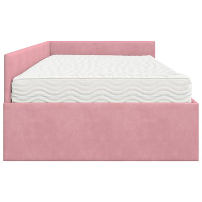 Hoekbedframe met Matras Anders 2 pcs Grijs Fluweel