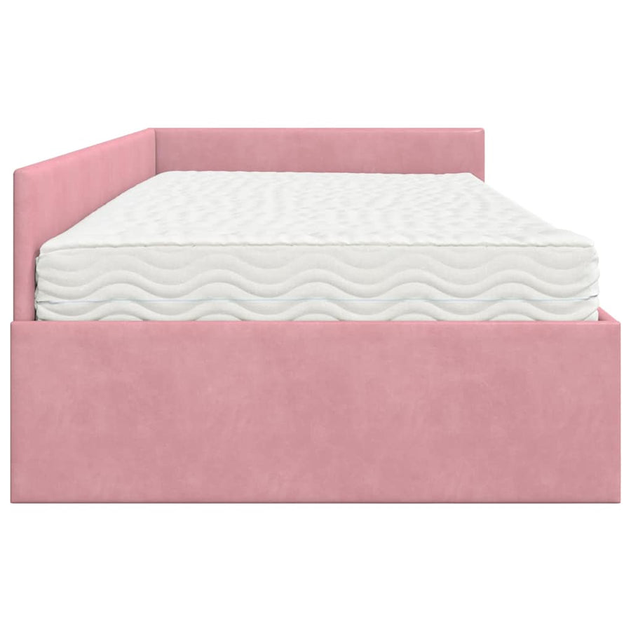 Hoekbedframe met Matras Anders 2 pcs Grijs Fluweel