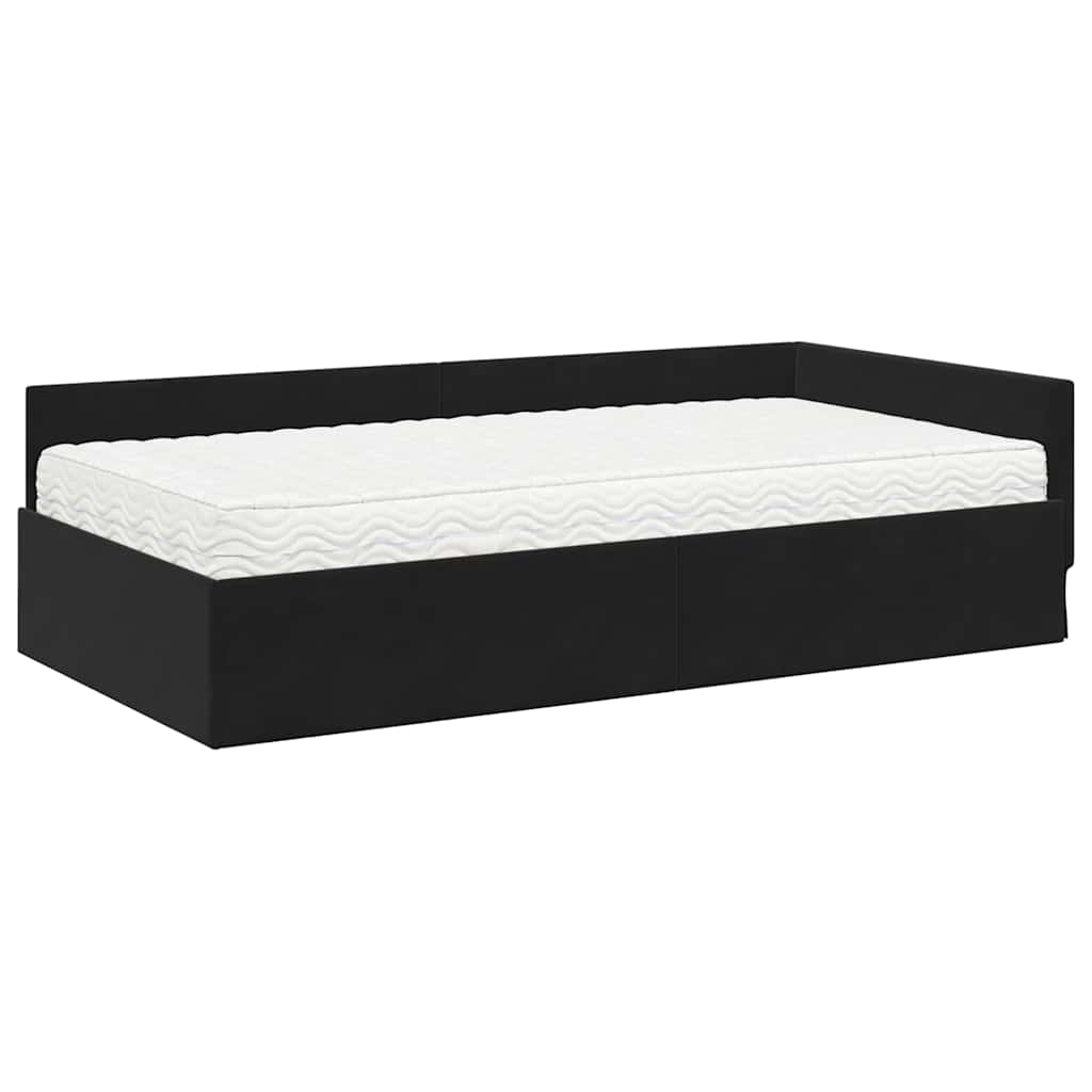 Hoekbedframe Met Matras Anders 2 Pcs Fluweel 90 x 200 cm Zwart