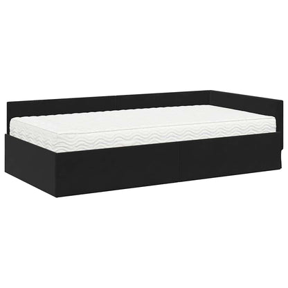 Hoekbedframe Met Matras Anders 2 Pcs Fluweel 90 x 200 cm Zwart