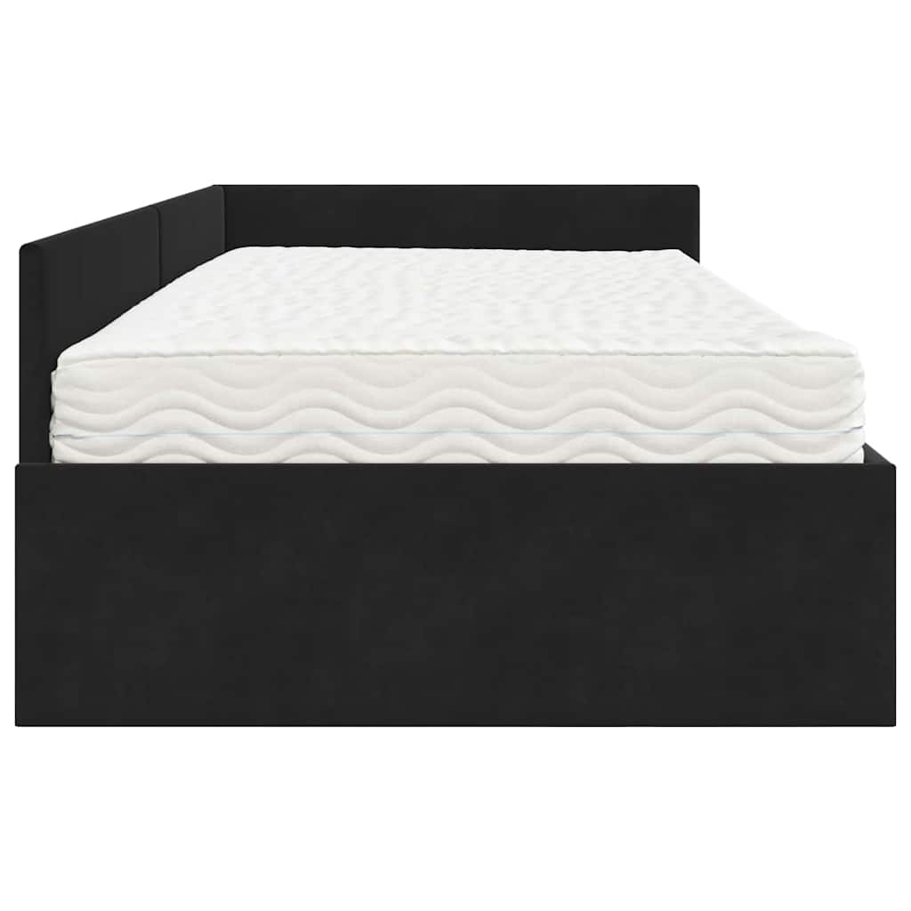 Hoekbedframe Met Matras Anders 2 Pcs Fluweel 90 x 200 cm Zwart