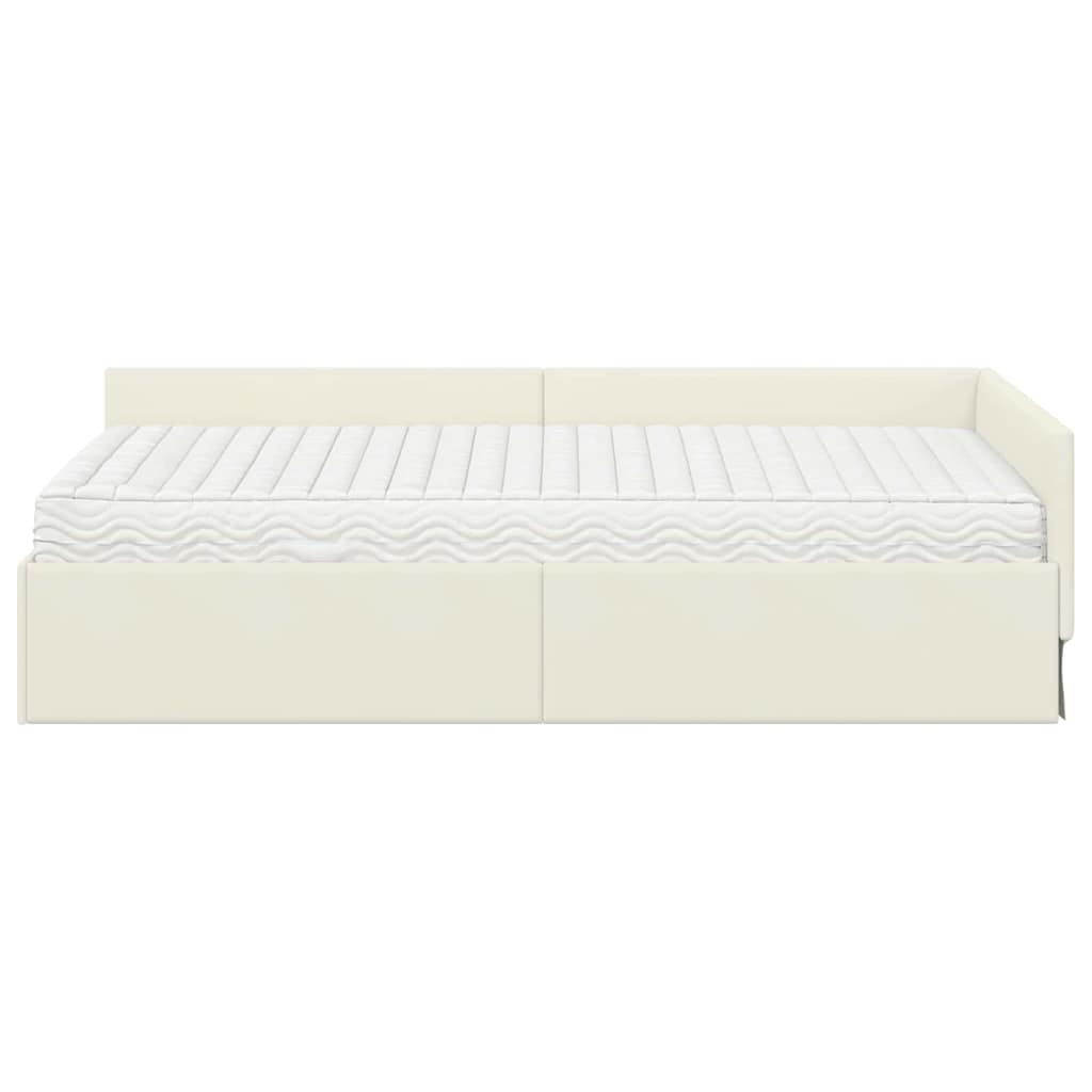 Hoekbedframe met Matras Anders 2 pcs Crème Fluweel