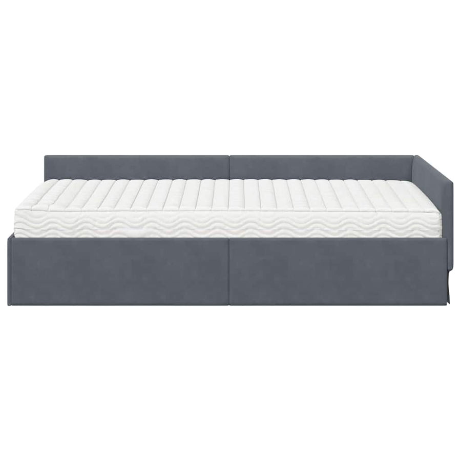 Hoekbedframe Met Matras Anders 2 Pcs Grijs Fluweel 100 x 200 cm Donkergrijs