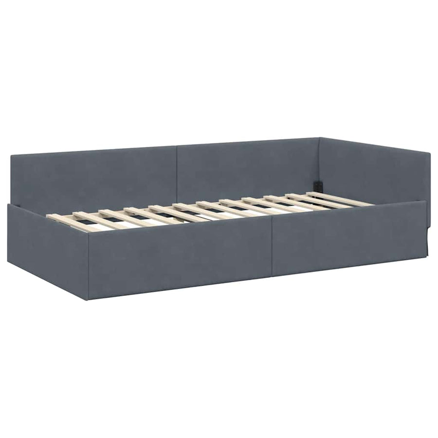 Hoekbedframe Met Matras Anders 2 Pcs Grijs Fluweel 100 x 200 cm Donkergrijs