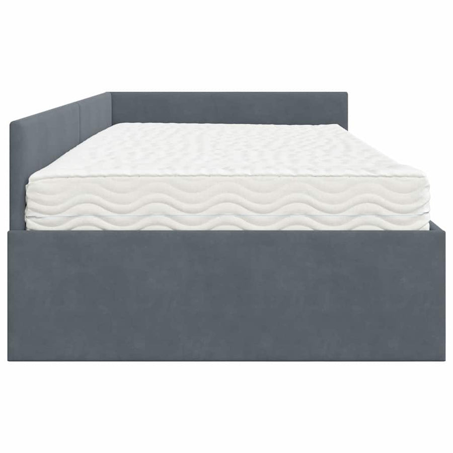 Hoekbedframe Met Matras Anders 2 Pcs Grijs Fluweel 100 x 200 cm Donkergrijs