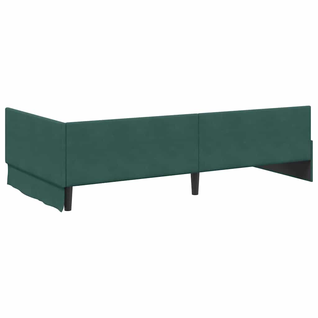 Hoekbedframe Met Matras Anders 2 Pcs Groen Fluweel 100 x 200 cm Donkergroen