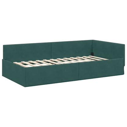 Hoekbedframe Met Matras Anders 2 Pcs Groen Fluweel 100 x 200 cm Donkergroen