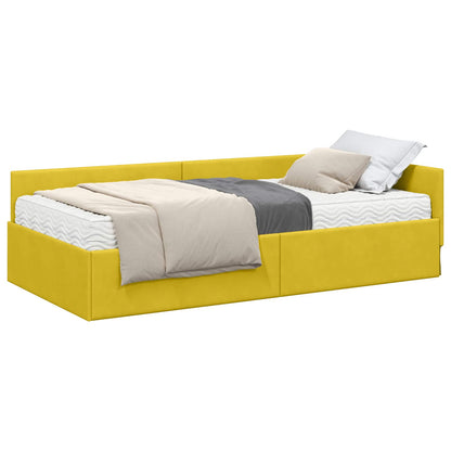 Hoekbedframe Met Matras Anders 2 Pcs Fluweel 100 x 200 cm Geel