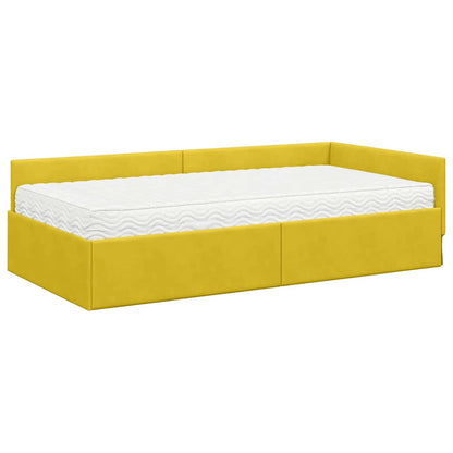 Hoekbedframe Met Matras Anders 2 Pcs Fluweel 100 x 200 cm Geel