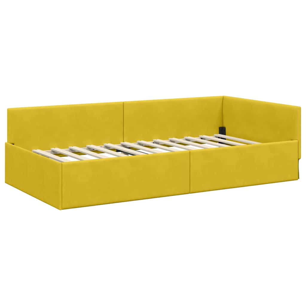 Hoekbedframe Met Matras Anders 2 Pcs Fluweel 100 x 200 cm Geel