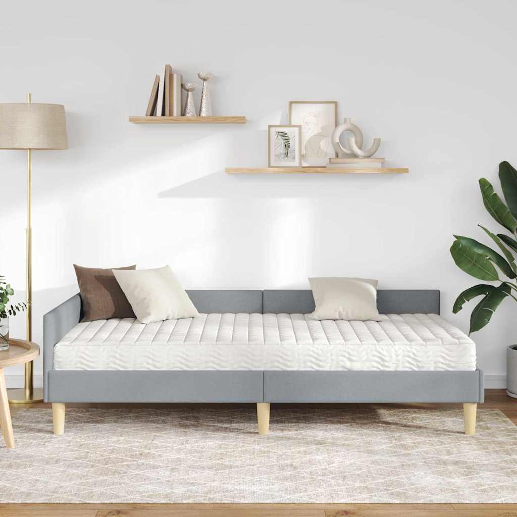 Hoekbedframe Met Matras Anders 2 Pcs Stof 80 x 200 cm Lichtgrijs