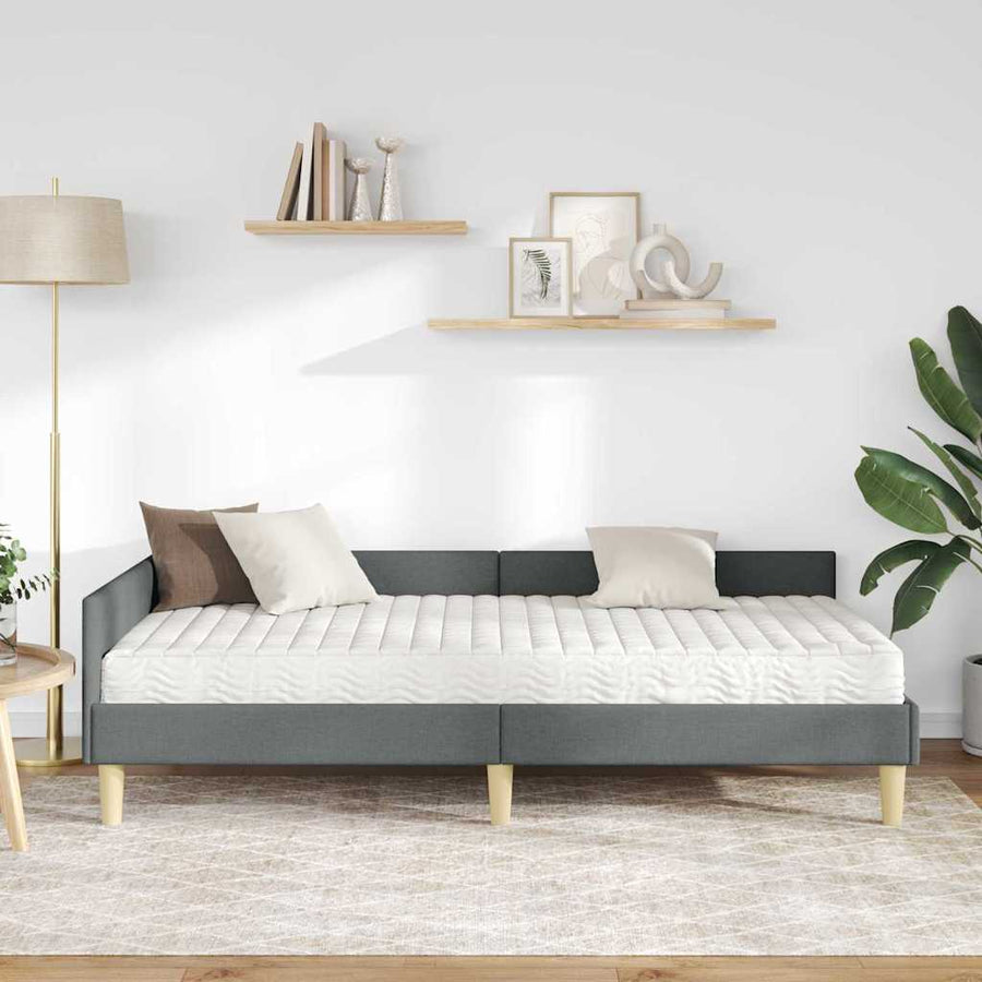 Hoekbedframe Met Matras Anders Met Hoofdeinde 2 Pcs Grijs Stof 80 x 200 cm Donkergrijs