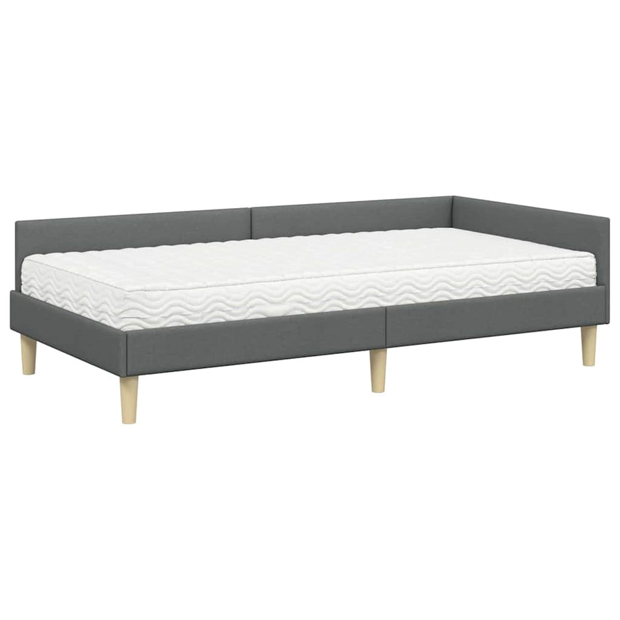 Hoekbedframe Met Matras Anders Met Hoofdeinde 2 Pcs Grijs Stof 80 x 200 cm Donkergrijs