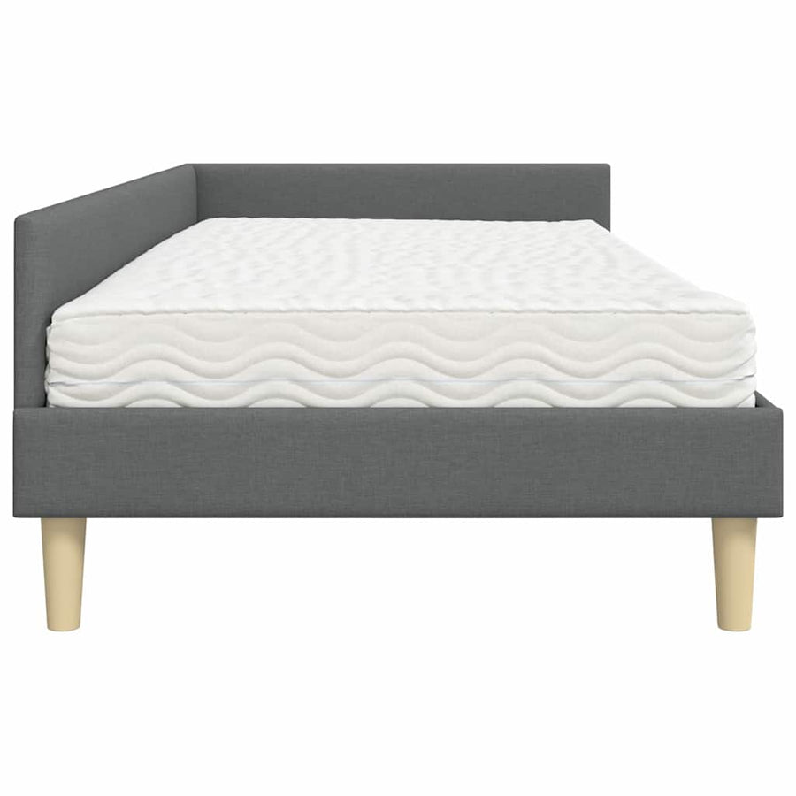 Hoekbedframe Met Matras Anders Met Hoofdeinde 2 Pcs Grijs Stof 80 x 200 cm Donkergrijs