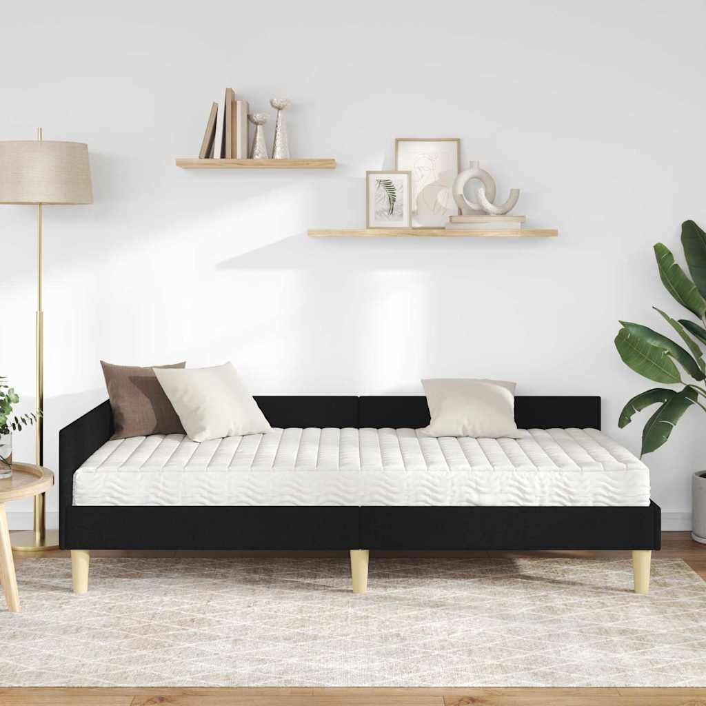 Hoekbedframe Met Matras Anders Met Hoofdeinde 2 Pcs Groen Stof 80 x 200 cm Zwart