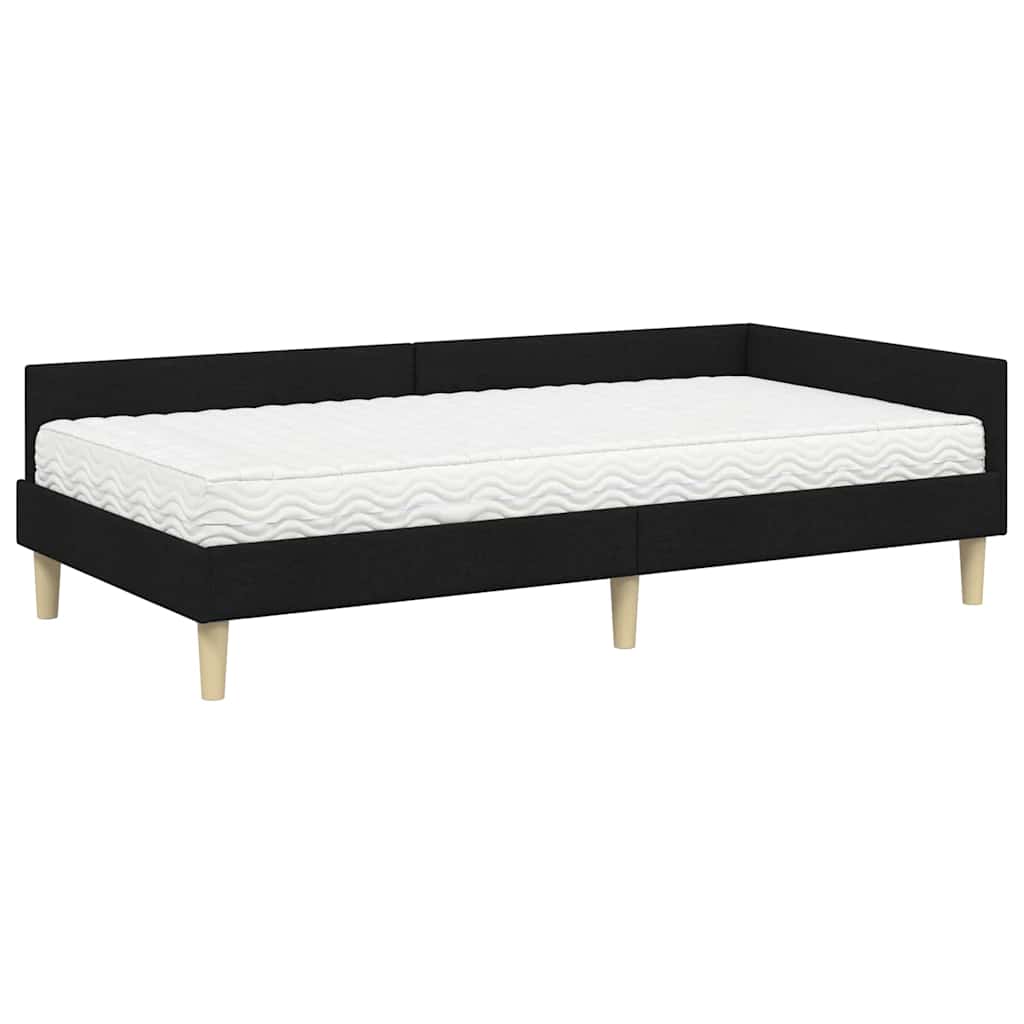 Hoekbedframe Met Matras Anders Met Hoofdeinde 2 Pcs Groen Stof 80 x 200 cm Zwart