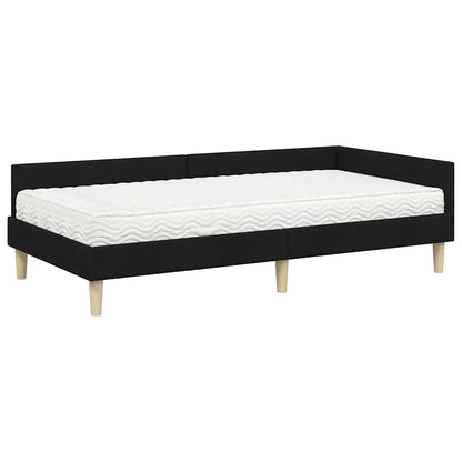 Hoekbedframe Met Matras Anders Met Hoofdeinde 2 Pcs Groen Stof 80 x 200 cm Zwart