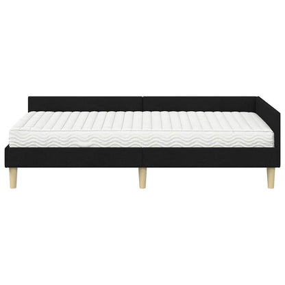Hoekbedframe Met Matras Anders Met Hoofdeinde 2 Pcs Groen Stof 80 x 200 cm Zwart