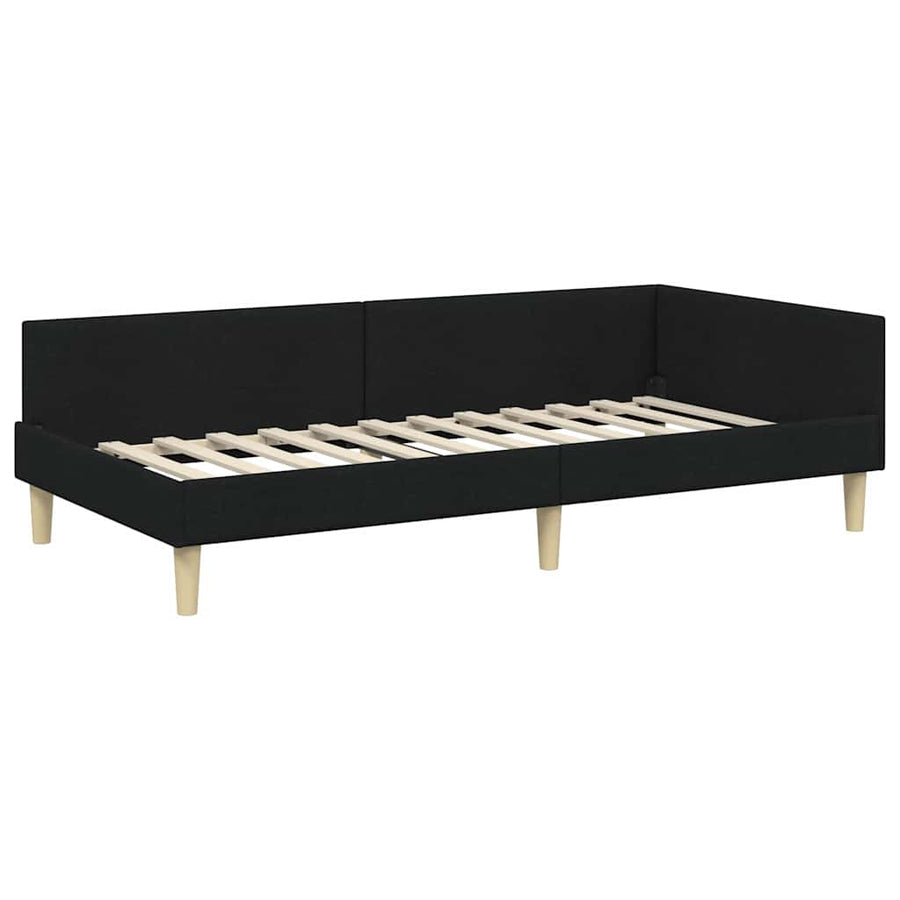 Hoekbedframe Met Matras Anders Met Hoofdeinde 2 Pcs Groen Stof 80 x 200 cm Zwart