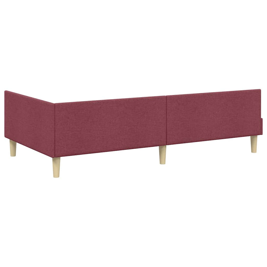 Hoekbedframe Met Matras Anders Met Hoofdeinde 2 Pcs Grijs Stof 80 x 200 cm Wijnrood