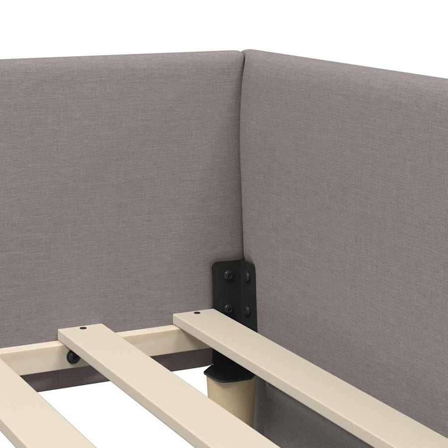 Hoekbedframe Met Matras Anders Met Hoofdeinde 2 Pcs Stof 80 x 200 cm Taupe
