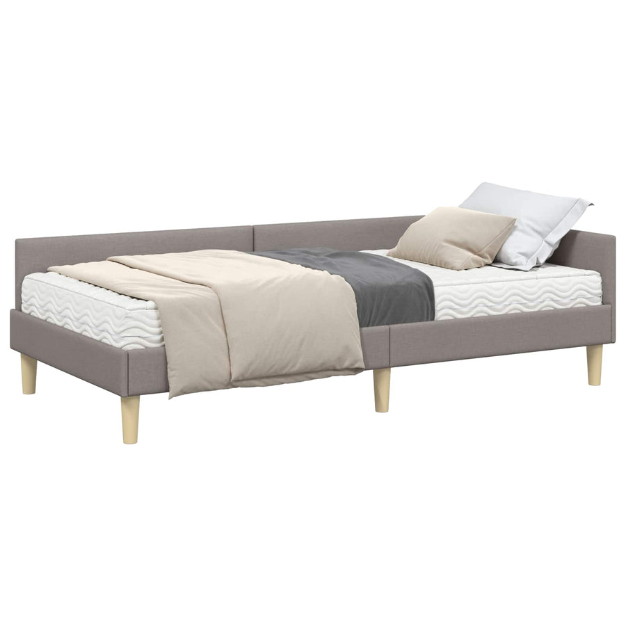 Hoekbedframe Met Matras Anders Met Hoofdeinde 2 Pcs Stof 80 x 200 cm Taupe