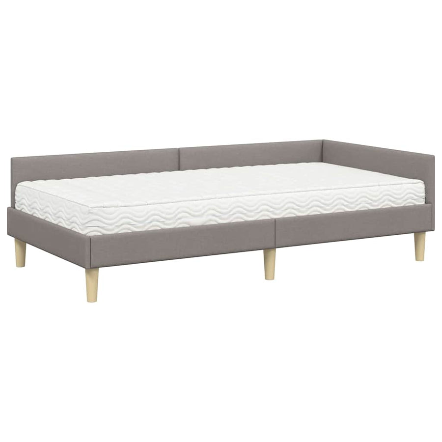 Hoekbedframe Met Matras Anders Met Hoofdeinde 2 Pcs Stof 80 x 200 cm Taupe