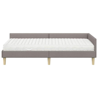 Hoekbedframe Met Matras Anders Met Hoofdeinde 2 Pcs Stof 80 x 200 cm Taupe
