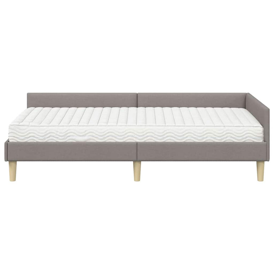 Hoekbedframe Met Matras Anders Met Hoofdeinde 2 Pcs Stof 80 x 200 cm Taupe