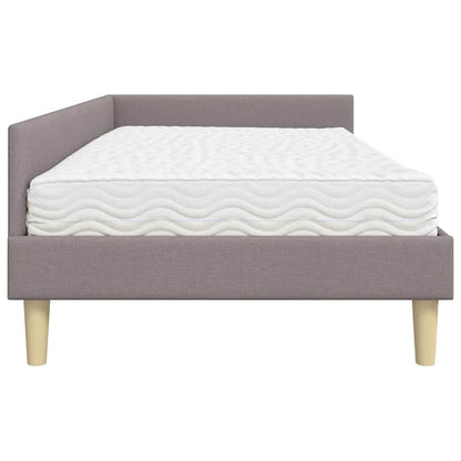 Hoekbedframe Met Matras Anders Met Hoofdeinde 2 Pcs Stof 80 x 200 cm Taupe