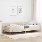 Corner Bed Frame with Mattress with 2 pcs Mattress Cream Fabric