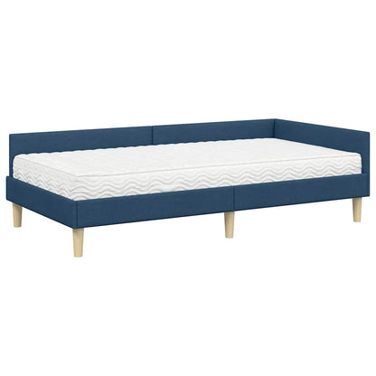 Hoekbedframe Met Matras Anders Met Hoofdeinde 2 Pcs Stof 80 x 200 cm Blauw