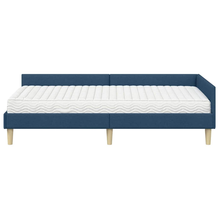 Hoekbedframe Met Matras Anders Met Hoofdeinde 2 Pcs Stof 80 x 200 cm Blauw