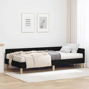 Hoekbedframe met matras 90x190 cm groen stof