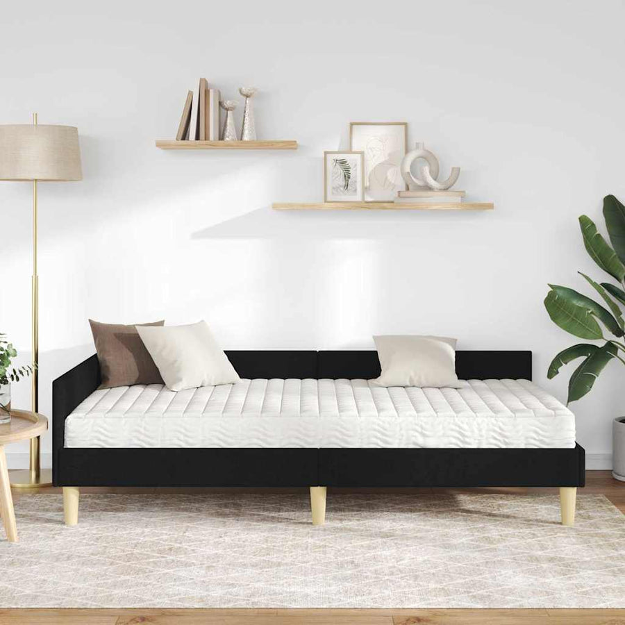Hoekbedframe Met Matras Anders Met Hoofdeinde 2 Pcs Groen Stof 90 x 190 cm Zwart
