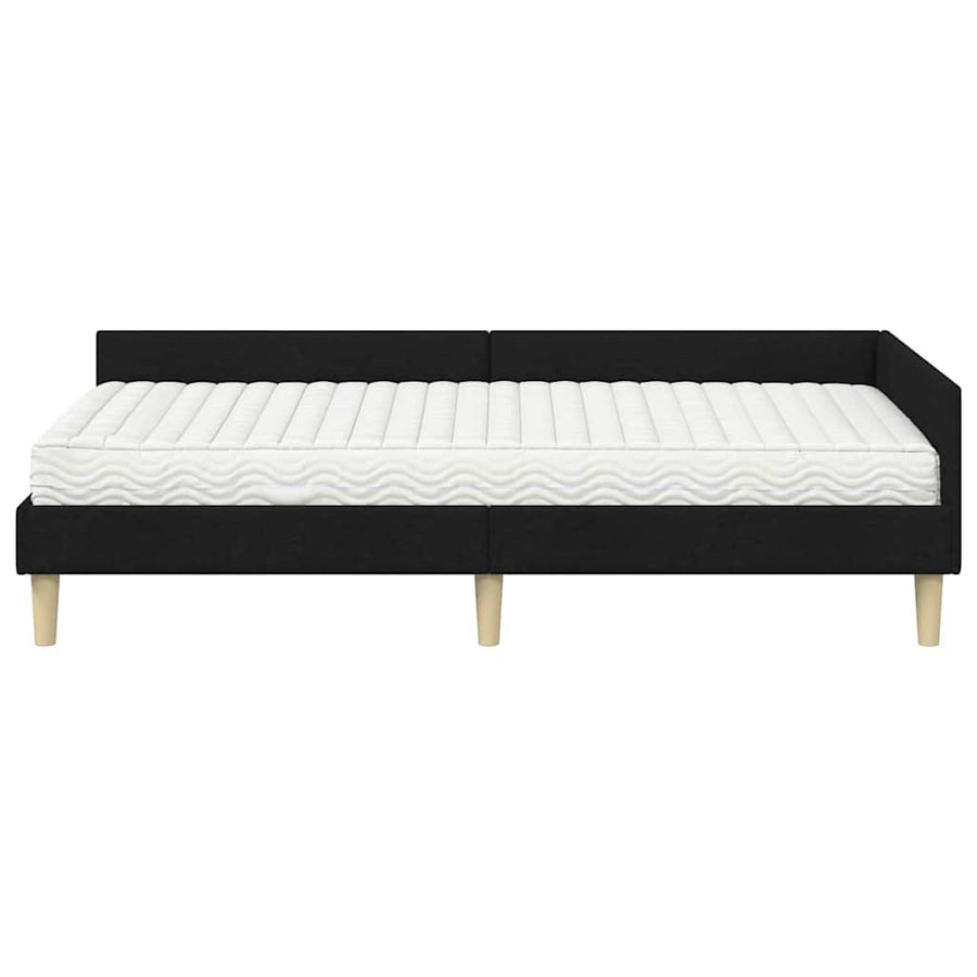 Hoekbedframe Met Matras Anders Met Hoofdeinde 2 Pcs Groen Stof 90 x 190 cm Zwart