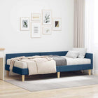 Corner Bed Frame with Mattress with 2 pcs Mattress Blue Fabric