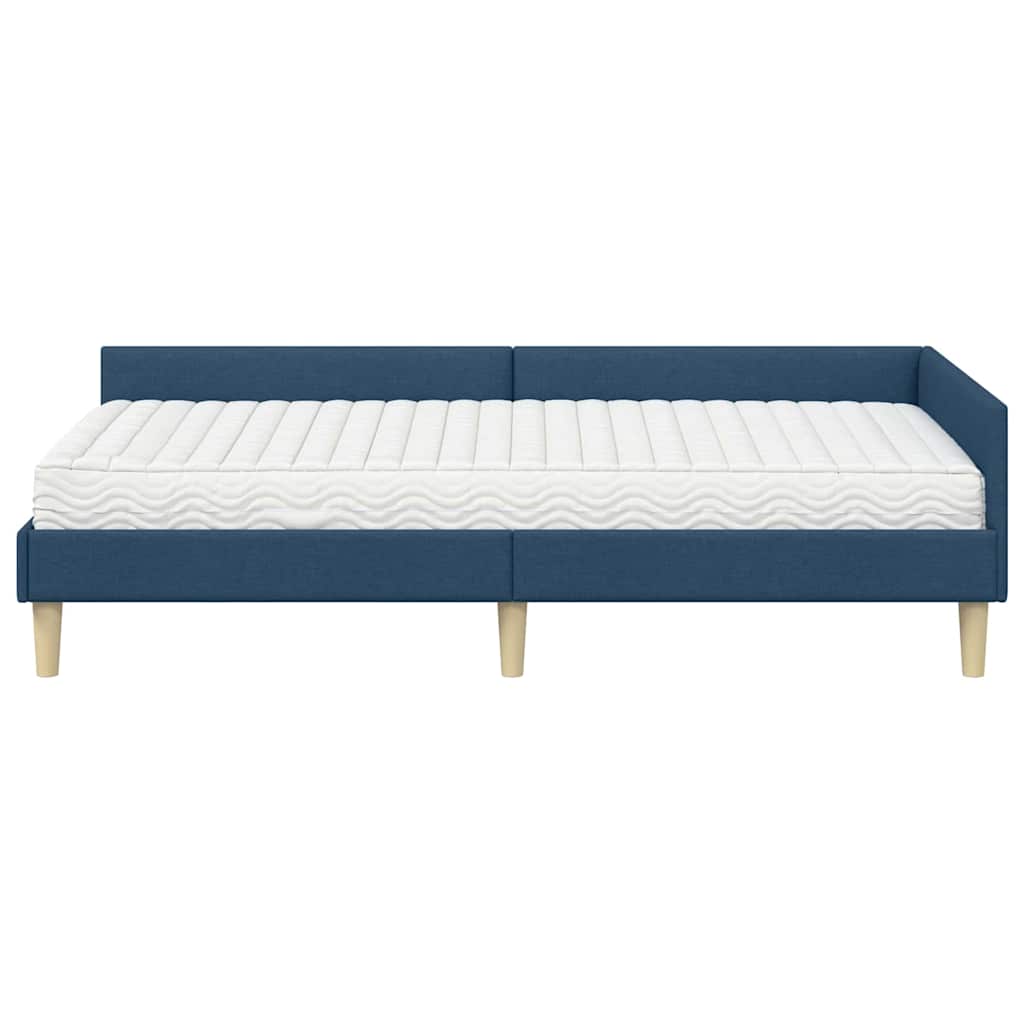 Hoekbedframe Met Matras Anders Met Hoofdeinde 2 Pcs Stof 90 x 190 cm Blauw