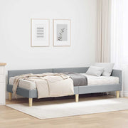 Hoekbedframe met matras 90x200 cm lichtgrijs stof